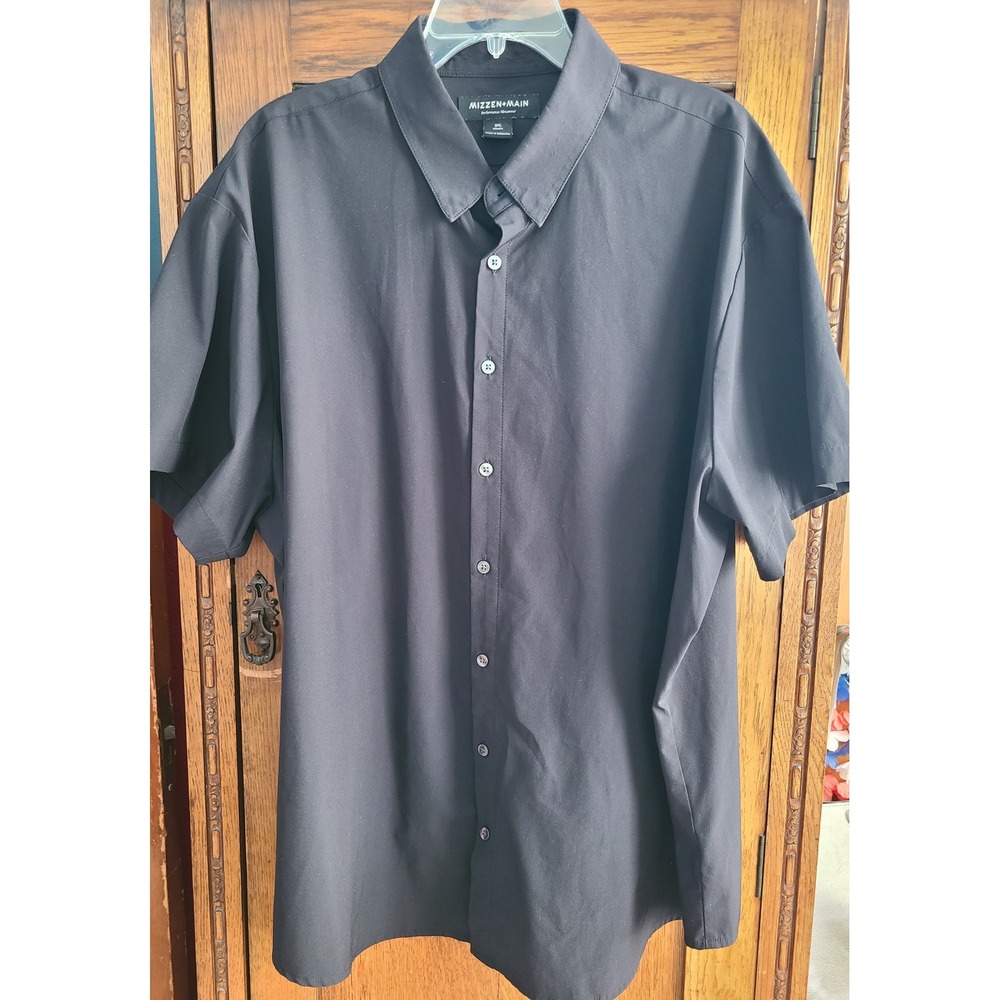 Mizzen + Main Mens 3XL Black Leeward Performance Short Sleeve Shirt
